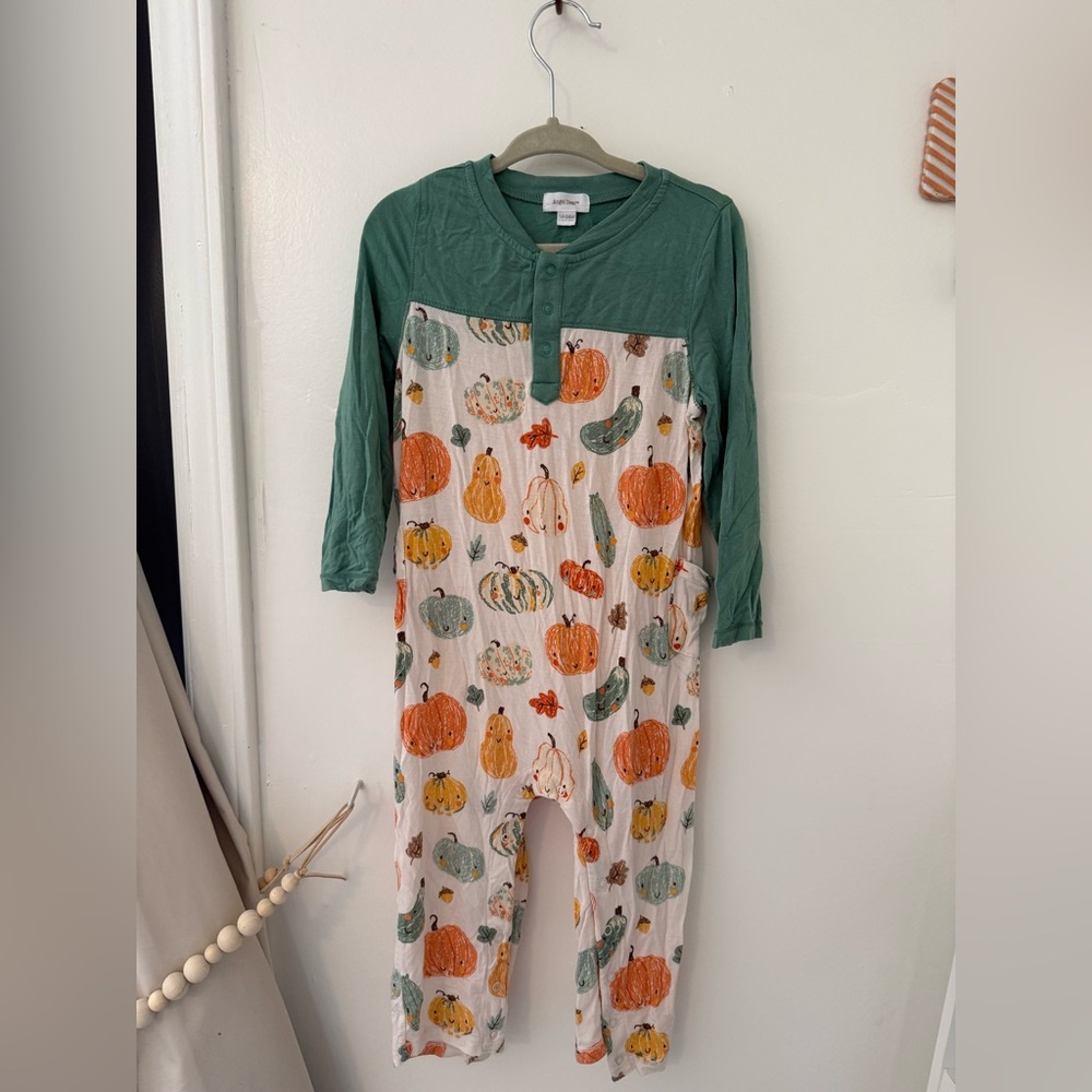 Angel Dear Green and Pumpkin Print Onesie